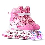 Lixada Einstellbare beleuchtende Inline-Skates mit leuchtenden Rädern für Kinder und Erwachsene für Mädchen und Jungen, Männer und Frauen,Größe 27-32/33-37/38-41