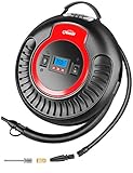 oasser Luftkompressor Luftpumpe 12V DC 230V AC mit 2000mAh Li-ionen Batterie und LED Licht Reifendruckmesser (Gebläse und Aufpumpen-Funktion) für Autos, Luftmatratzen, Schlauchboote usw.