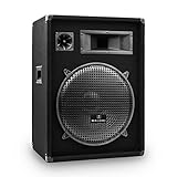 Malone Fullrange PA Box - passiver 3-Wege Lautsprecher, Fullrange PA Box, Horn-Mitteltöner, Piezo-Hochtöner, Holzgehäuse, Tragegriffe, 1 x 38 cm (15')-Subwoofer, 400 W RMS, schwarz