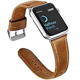 Aladrs Kompatibel für Watch Armband 38mm 40mm Top Grain Lederband Ersatzband mit Edelstahl-Verschluss Kompatibel für Serie 5/4/3/2/1 Vintage Lederband für Apple Watch