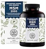 NATURE LOVE® MSM 2000mg mit Vitamin C - 365 laborgeprüfte Tabletten - Kompakteres MSM Pulver als bei Kapseln - u.a. für Gelenke* - Ohne Zusätze, hochdosiert, vegan, in Deutschland produziert