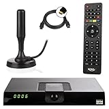 netshop 25 Xoro HRT 8720 Full HD HEVC DVB-T/T2 Receiver + 20 dB ANTENNE (H.265, HDTV, HDMI, Irdeto Zugangssystem, Mediaplayer, PVR Ready, USB 2.0, 12V) schwarz