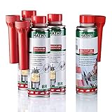 MATHY Benzin-Brennraum-Reiniger-Kur, 4 x 250 ml - Reinigungsset Benzin Systemreiniger + Brennraumreiniger - Benzin Additiv - Kolbenring Reiniger - Kraftstoffadditiv Benzin Motoren