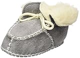 Playshoes Baby-Hausschuhe zum Binden, Krabbelschuhe in Lammfell-Optik