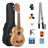 Ukulele Kit Mahagoni Holz Ukelele Mit Tasche Saiten Stimmgurt (21 Zoll Sopran, Tiger-Muster)