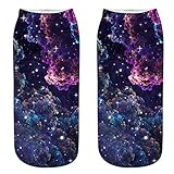 SALUCIA Unisex Socks Sternenhimmel Universum 3D Druck Socken Knöchel Füßlinge Kurze Socken für Damen und Herren