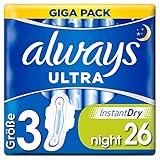 Always Ultra Binden Damen Gr. 3 (26 Damenbinden mit Flügeln) Giga Pack, Night, Ultra Dünn & Super Saugfähig, Geruchsneutralisierend Und Auslaufschutz