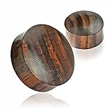 Holz Plug Ohr Flesh Tunnel Wood 3-50mm Ear Plug Sattle Fit Double Flared Organic dunkelbraun 51 mm
