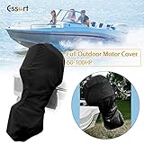 Essort Motorabdeckung für Boot, komplett wasserdicht, Motorhaube, Abdeckung für Außenbordmotor, geeignet für wasserdichte Abdeckung 60-100HP, 600D, 170 × 200 cm, Schwarz