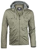 Stel4Style Herren Cotton Jacke ÜBERGANGSJACKE Kapuze FRÜHLING Windbreaker Feldjacke Parka, Größe:XL, Farbe:Khaki