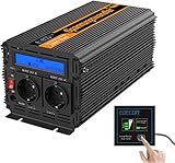 EDECOA Spannungswandler 12v 230v Wechselrichter 2000w mit 2 USB und LCD Wechselrichter modifizierte Sinuswelle mit Multiprotektion 12v 220v 2000w