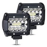 URAQT LED Arbeitsscheinwerfer, Scheinwerfer LED Auto, 2x60W Zusatzscheinwerfer, Flutlicht Wasserdicht, Wasserdicht Offroad Scheinwerfer, 4 Zoll
