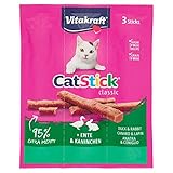 Vitakraft Katzensnack Cat-Stick mini Ente & Kaninchen - 3 x 6g