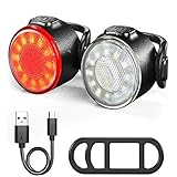SEEZEN Fahrradlicht-Set, Fahrradlicht vorne und hinten, sehr hell, wiederaufladbar über USB, IPX5, wasserdicht für Mountainhelm, LED-Scheinwerfer und Rücklicht (6 Modi)