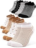 Occulto 8 Paar Damen Sneakersocken Füßlinge mehrfarbig mit Streifen und Punkten 39-42, Schwarz-gelb