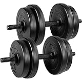 Movit® Kurzhantel 2er Set, Kurzhantelset Gewicht 20kg (2x10kg) Kurzhanteln Stangen gerändelt Hanteln mit Sternverschlüssen