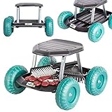 UPP Gartenwagen Rollsitz bis 130 kg mit Ablage für kleine Gartengeräte | Sitzhöhe 33 cm | Knie- und rückenschonend bei Beet Arbeiten im Garten oder bei der Auto Pflege UVM.