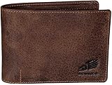 Brown Bear, Geldbörse Herren Büffel-Leder Braun Vintage mit RFID-Schutz, Echtleder Männer-Geldbeutel im Querformat, Business Portemonnaie mit 11 Karten-Fächer, Portmonee 13 x 9.5 cm groß