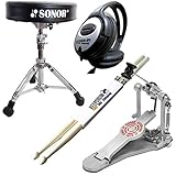 Sonor Add-On Pack E-Drums Zubehörset bestehend aus DT-270 Hocker - SP2000 Pedal - Keepdrum Kopfhörer & Drumsticks