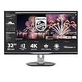 Philips 328P6VUBREB - 32 Zoll UHD USB-C Docking Monitor, höhenverstellbar (3840x1440, 60 Hz, HDMI 2.0, DisplayPort, USB-C, RJ45, USB Hub) schwarz