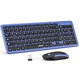 Jelly Comb Tastatur und Maus Set Kabellos, 2.4 GHz Wireless Tastatur Maus Combo mit Nano USB Empfänger für PC/Desktop/Laptop/Notebook, 12 Multimedia-Tasten, qwertz DE Layout, Schwarz und Blau