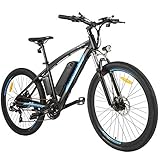 ANCHEER Elektrofahrrad Ebike Mountainbike, 26'/27.5' Elektrisches Fahrrad mit 36V 8Ah/10Ah/12Ah Lithium-Batterie und Shimano 21-Gang (27.5' Explorer Schwarz rot 10Ah)