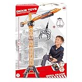 Dickie Toys Mega Crane, elektrischer Kran mit Fernbedienung, für Kinder ab 3 Jahren, 120 cm hoch, mit Greifarm, Seilwinde, Kabine, Ladeplattform