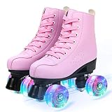 Damen Rollschuhe PU Leder High-Top Rollschuhe Vierrad Rollschuhe Doppelreihig Glänzend Rollschuhe Für Indoor Outdoor,37