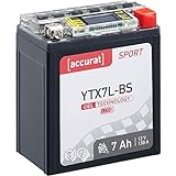 Accurat Motorradbatterie Sport YTX7L-BS 7 Ah 130 A 12V Gel Starterbatterie [LCD Display] Erstausrüsterqualität rüttelfest leistungsstark wartungsfrei