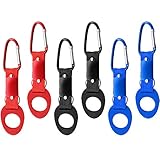 com-four® 6X Flaschenhalter aus Silikon Karabiner und Schlüsselring (06 Stück - blau/rot/schwarz)