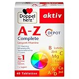 Doppelherz A-Z Complete DEPOT Langzeit-Vitamine – 23 Vitamine, Mineralstoffe & Spurenelementen plus Lutein – 40 Retard-Tabletten