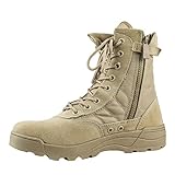 Highdas Herren Outdoor Boots Army Stiefel - High Worker Boots Einsatzstiefel Kampfstiefel Wanderschuhe Combat Boots Leinenschuhe Tactical Schuhe Braun 44