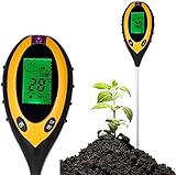 XXT 4-in-1 Bodentester, Feuchtigkeitsmesser, pH-Wert, Temperatur, Sonnenlicht, Lux, Intensitäts-Messgerät, großes hintergrundbeleuchtetes LCD-Display, Innen- und Außenbereich, Garten