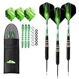 Crazy-M 3 Stück Profi dartpfeile Steeldarts dartscheibe 23 g Dartset Turnier Steel Tip Dartpfeile Set Professionelle Darts mit pu Case Schwarze Beschichtung Messing Pet-Flüge