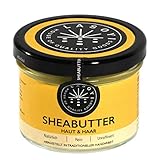 LASOYI® Sheabutter (180ml) im Glastiegel - Unraffiniert aus Wildsammlung, hergestellt in traditioneller Handarbeit in Ghana - Plastikfreie, vegane und fair gehandelte Naturkosmetik