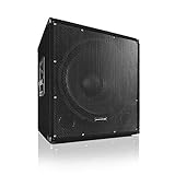 auna Sub 18A - Aktiver PA Subwoofer, 1000 Watt Ausgangsleistung, 18' (46 cm), 8 Ohm, Bi-Amping Technologie, Echo-Effekt, MDF-Gehäuse mit Teppichbezug, integrierter Flansch-Anschluss, schwarz