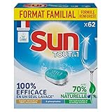Sun Spülmaschinentabs, Standardgröße, hergestellt in Frankreich, 62 Waschgänge