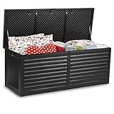 Auflagenbox Gartenbox Gartentruhe mit Sitzfunktion Kissenbox Gartenkiste 100% Wasserdicht 143x57x51cm 390 Liter