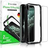 PanzerSchild [5,8 Zoll Panzerglas für iPhone 11 Pro, iPhone XS und iPhone X Schutzfolie [2 Stück] mit Installationsrahmen, Premium Panzerfolie Japanische ASAHI Panzerglasfolie