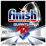 Finish Quantum Ultimate Spülmaschinentabs – Geschirrspültabs mit 3-fach Wirkung – Kraftvolle Reinigung, Fettlösekraft und Glanz – Sparpack mit 80 Finish Tabs