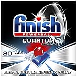 Finish Quantum Ultimate Spülmaschinentabs – Geschirrspültabs mit 3-fach Wirkung – Kraftvolle Reinigung, Fettlösekraft und Glanz – Sparpack mit 80 Finish Tabs