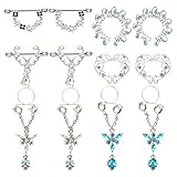 HEALLILY 6 Paar Nippel Ring Edelstahl Strass Nippelklemme Masturbation Stimulator Nippel Bolzen Zungenring Paare Flirt Spielzeug für Körper Piercing Schmuck Verschiedene Farben