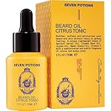 Seven Potions Premium-Bartöl für Männer - Jojobaöl-Bartweichmacher zur Pflege von Haut, Haar und gegen Bartjucken - rein natürlich, vegan, frei von Tierquälerei – Citrus Tonic