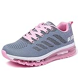frysen Herren Damen Sportschuhe Laufschuhe mit Luftpolster Turnschuhe Profilsohle Sneakers Leichte Schuhe Gray Pink 40