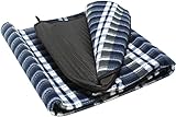 Picknickdecke 130 x 150 cm Blau kariert Camping Fleece Decke