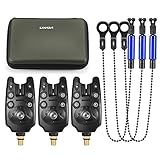 Lixada Funk Bissanzeiger Set und LED Alarmanzeige Chain Alert Fishing Swinger Set mit Reißverschlussbox