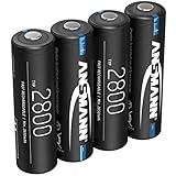 ANSMANN Akku AA Typ 2800mAh NiMH 1,2V - Mignon AA Batterien wiederaufladbar, hohe Kapazität ideal für hohen Strombedarf wie ferngesteuerte Fahrzeuge, Keyboard, Wildkamera, Blitzgerät (4 Stück)