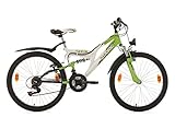 KS Cycling Kinderfahrrad Mountainbike Fully 24“ Zodiac weiß-grün RH 38 cm