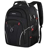 YOREPEK Laptop Rucksack 17 Zoll, Groß Herren Arbeit Rucksack mit USB Ladeanschluss Business Reisen Rucksack für Notebook Waterproof Backpack Schulrucksack Daypack Herren Damen, Schwarz