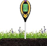 xwanli Bodentester,Boden Feuchtigkeit Meter, 4 in 1 Bodentester für Feuchtigkeit/Sonnenlicht/pH-Tester für Pflanzenerde, Garten, Bauernhof, Rasen